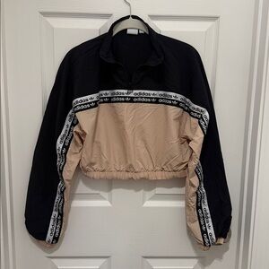 Adidas Black and Tan Logo windbreaker